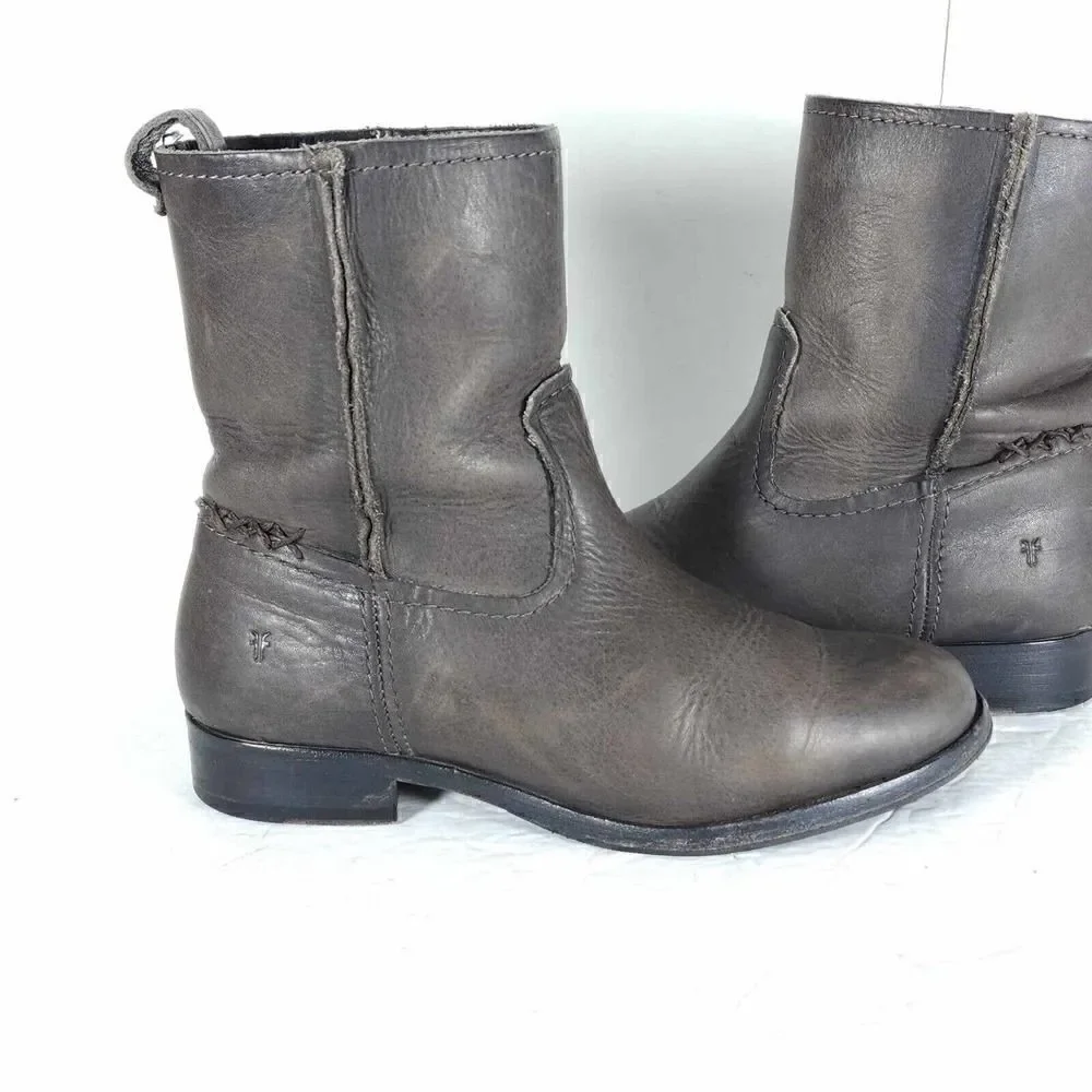 Frye Women's Melissa Slouch Short US 5,5 Brown Leather Pull On Ankle Boots